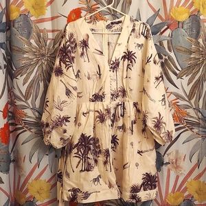 BANANA REPUBLIC LINEN SAFARI BUBBLE DRESS FITS SMALL OR MEDIUM